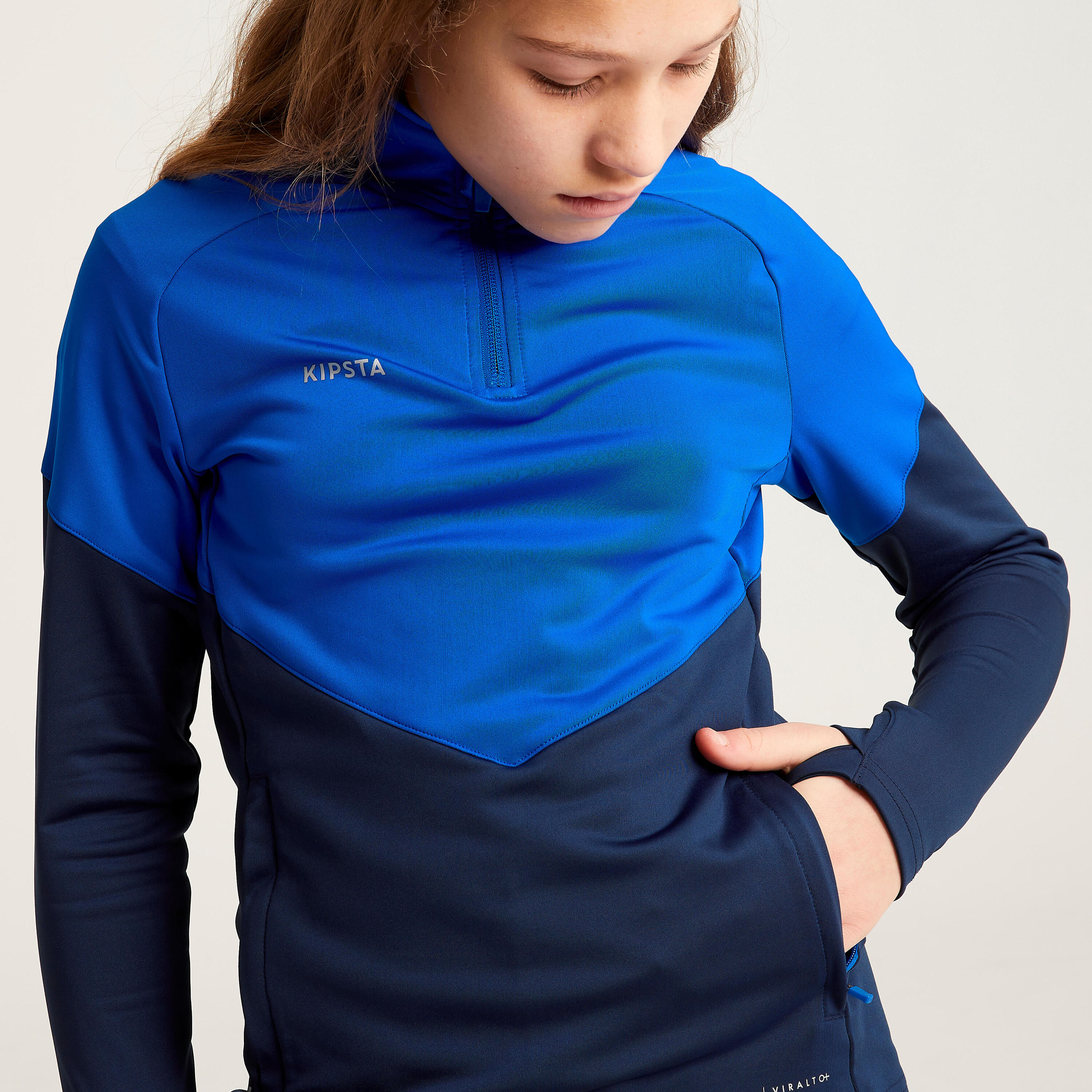 Girls' 1/2 Zip Football Sweatshirt Viralto - Blue 2/12