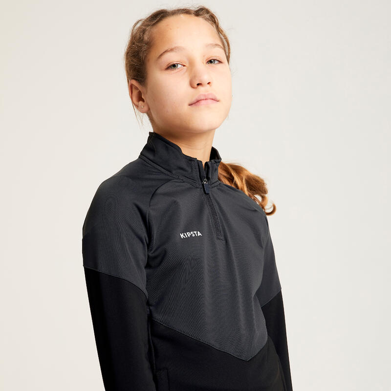 Mädchen Fussball Sweatshirt 1/2 Zip - Viralto schwarz 