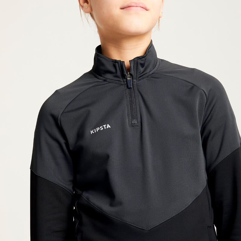 Mädchen Fussball Sweatshirt 1/2 Zip - Viralto schwarz 