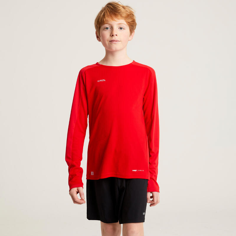 Camiseta de fútbol manga larga Niños Kipsta Viralto roja