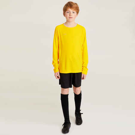 Vaikiški futbolo marškinėliai ilgomis rankovėmis „Viralto Club“, geltoni