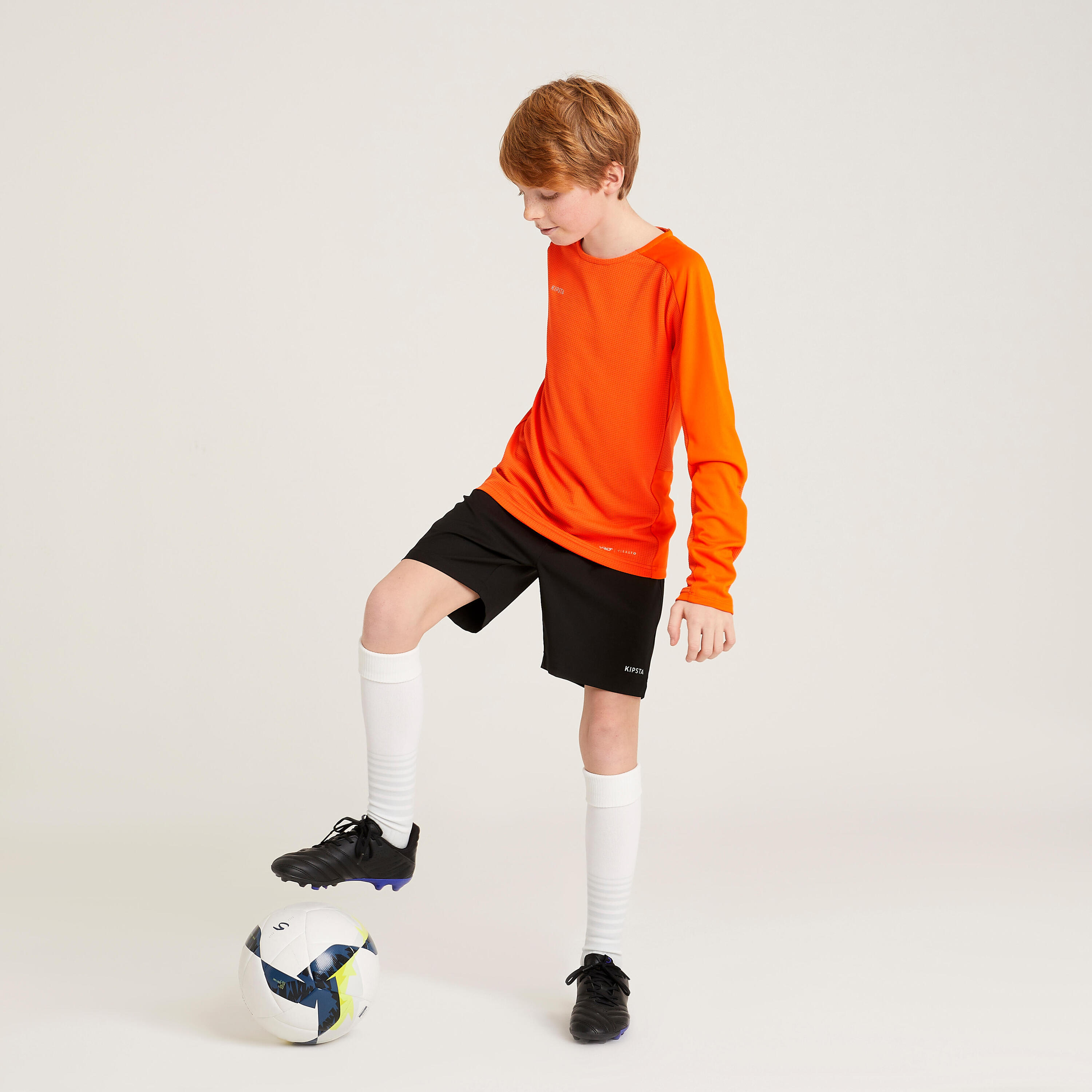 Kids' Long-Sleeved Football Shirt Viralto Club - Orange 5/6