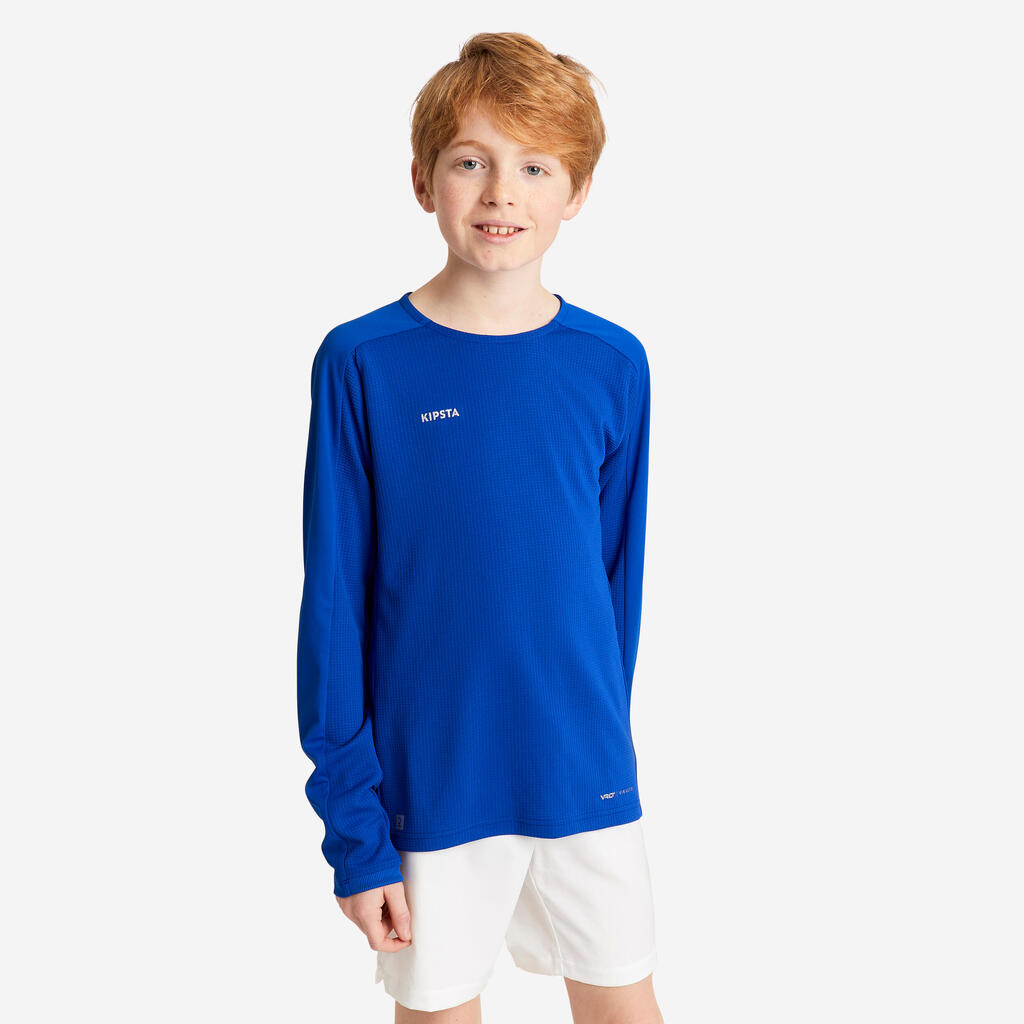 Vaikiški futbolo marškinėliai ilgomis rankovėmis „Viralto Letters“, mėlyni