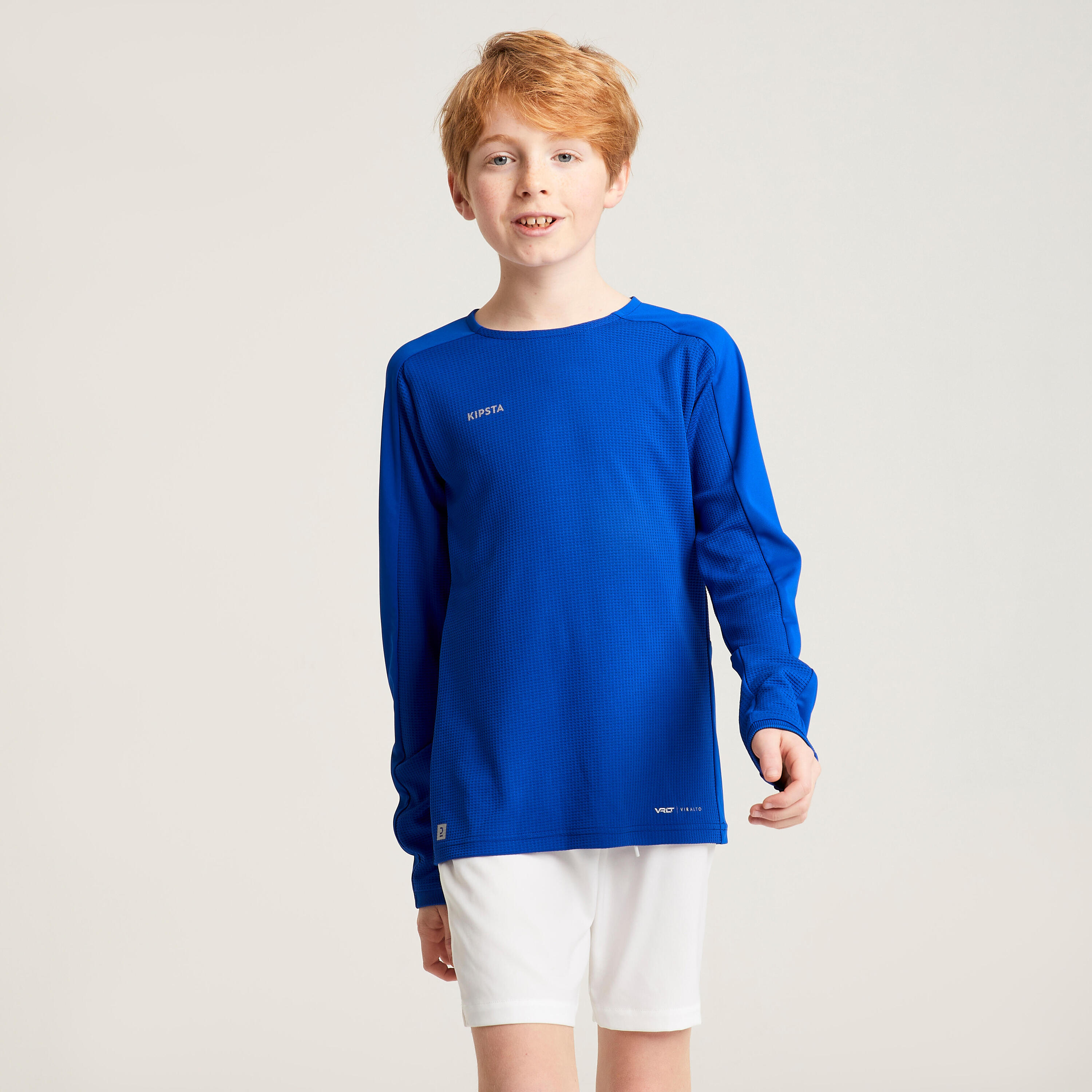 Camiseta de fútbol manga larga Niños Kipsta Viralto azul 3/8