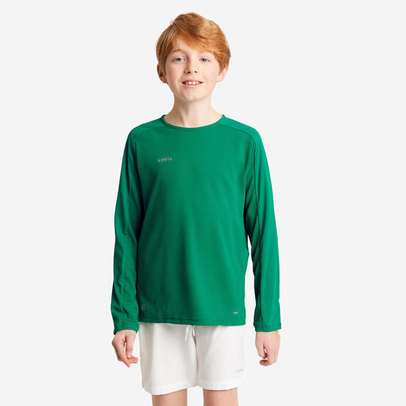 Camiseta de fútbol manga larga Niños Kipsta Viralto verde