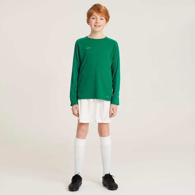 Voetbalshirt met lange mouwen voor kinderen VIRALTO CLUB groen