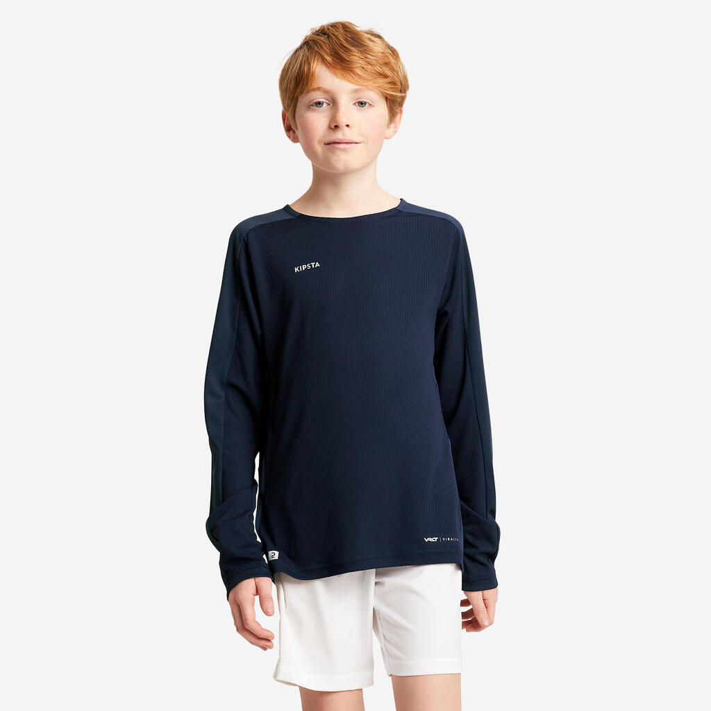 Kids' Long-Sleeved Football Shirt Viralto Letters - Blue