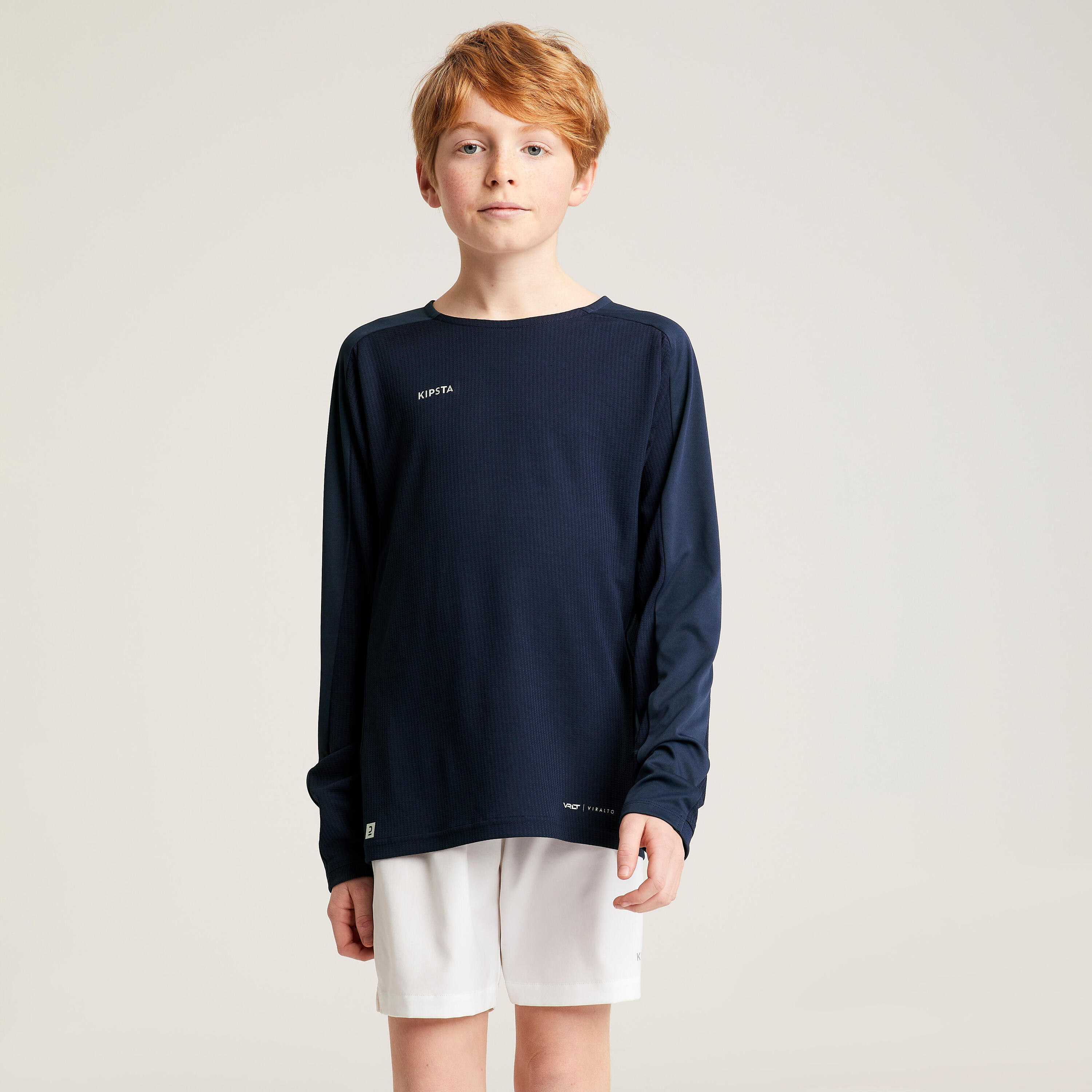 Camiseta de fútbol manga larga Niños Kipsta Viralto azul marina 2/10