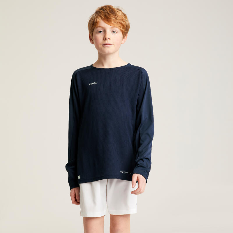 Camiseta de fútbol manga larga Niños Kipsta Viralto azul marina