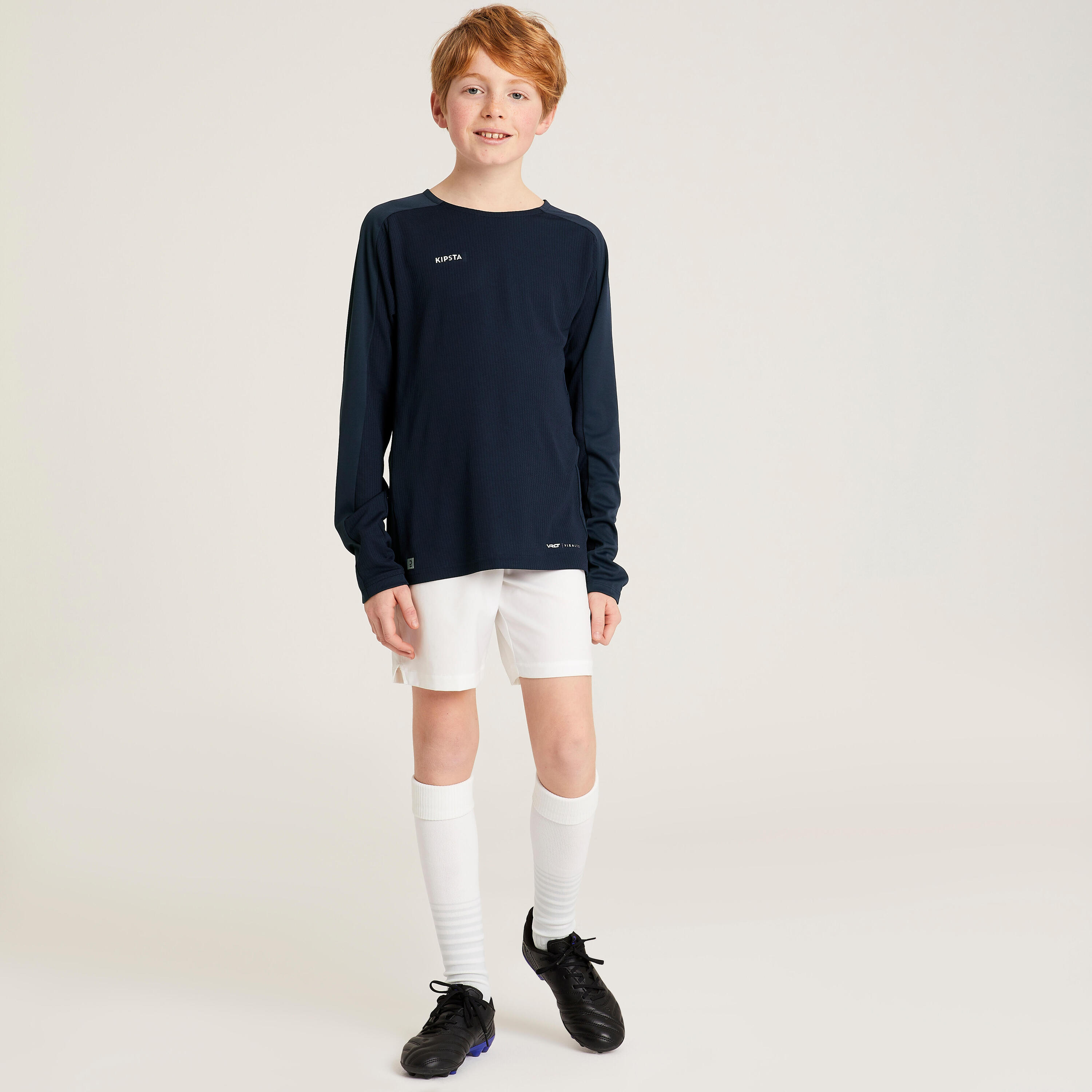 Camiseta de fútbol manga larga Niños Kipsta Viralto azul marina 8/10