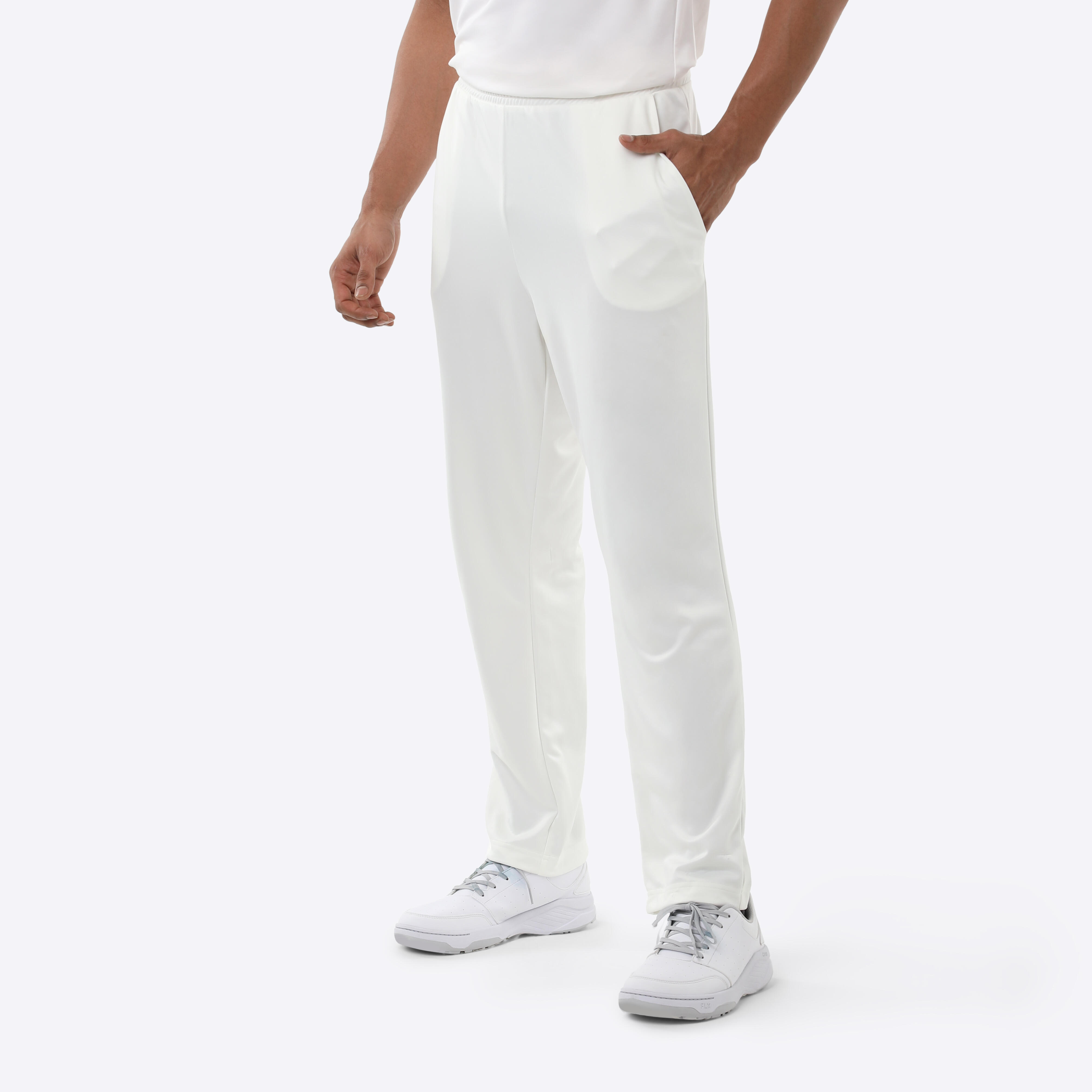 Summer Single Jersey Slim Fit Trouser For Men-Smoke White With Navy Pa -  BrandsEgo.Com