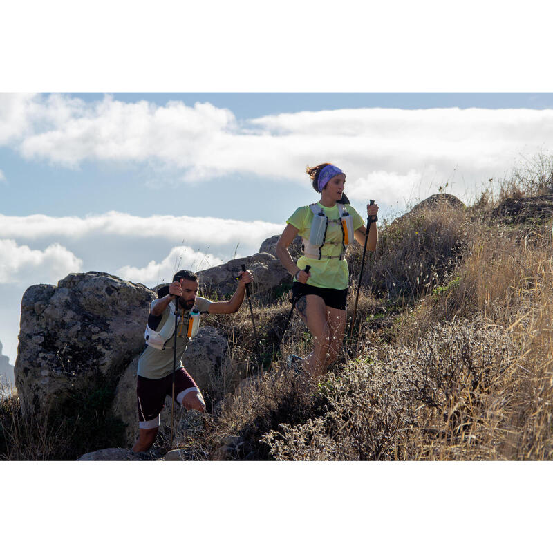 Laufshirt kurzarm Trailrunning Damen - hellgrün mit Grafikprint