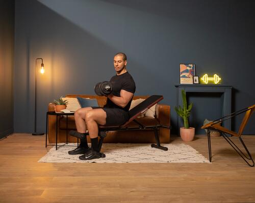 9 Ejercicios en banco con mancuernas