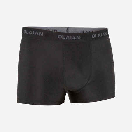 Pantaloneta playera de baño interior licrada para hombre Olaian Boxer ECO negro