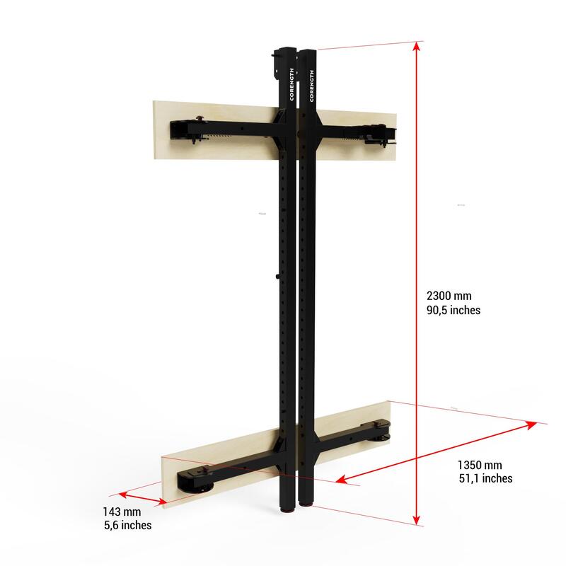 Fold-Down Weight Training Wall Rack for Squats and Pull-Ups