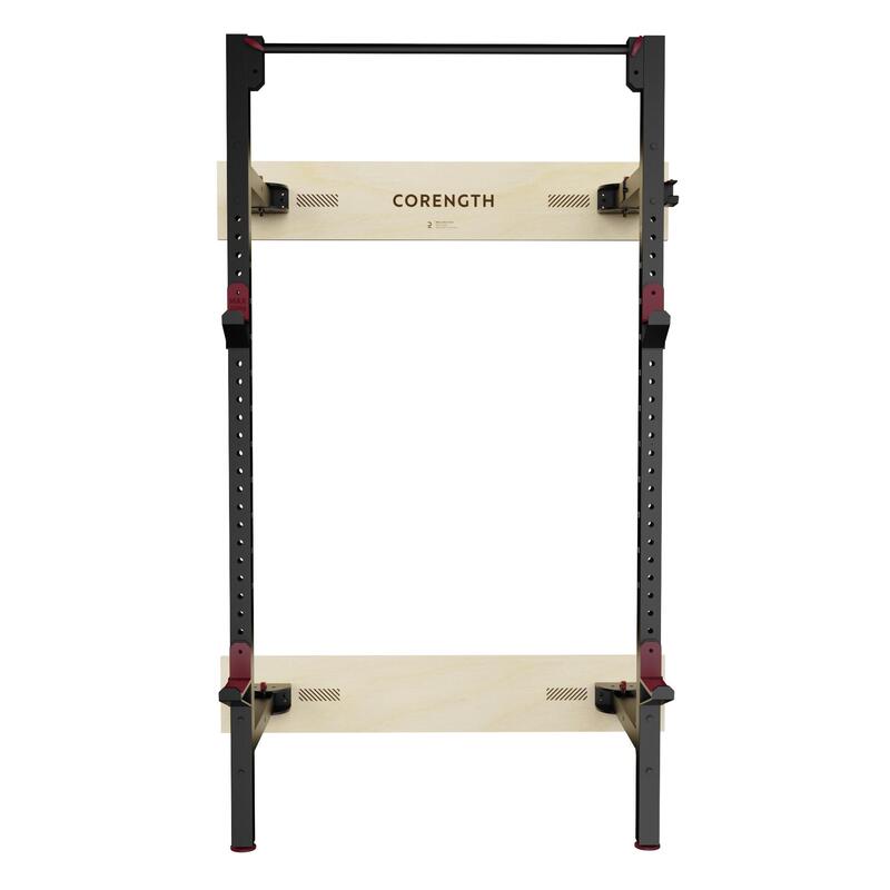 Fold-Down Weight Training Wall Rack for Squats and Pull-Ups