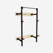 Fold Down Weight Training Wall Rack for Squats and Pull Ups White Black