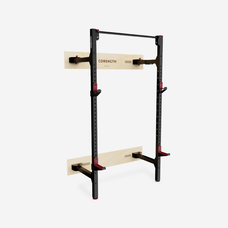 Rack de Musculação Dobrável de Parede para Agachamentos e Trações