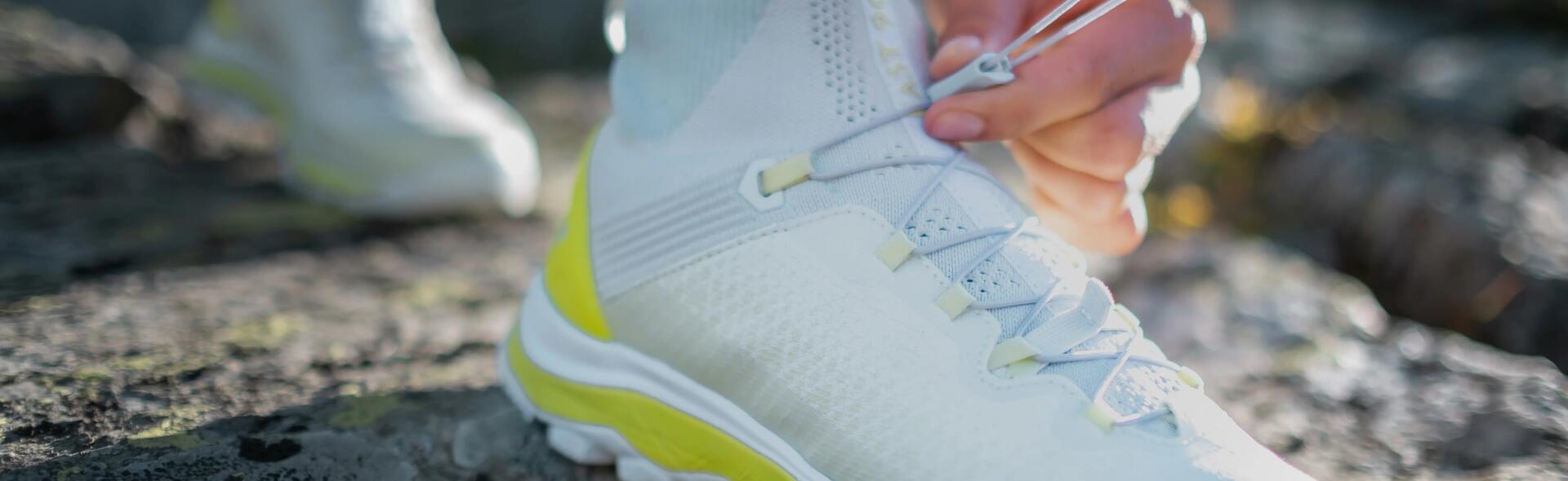 close-up image of a child's hiking shoes