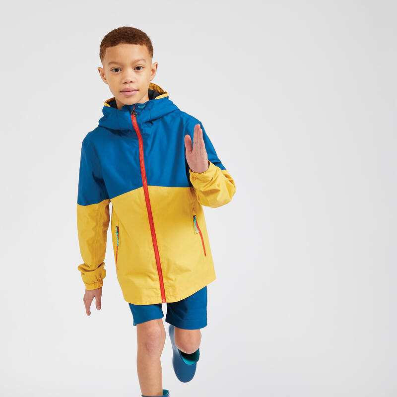 Regenjacke Segeln Kinder wasserdicht 100 gelb/blau 