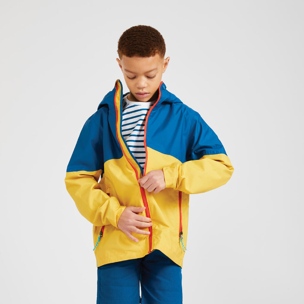 Kid's Sailing Waterproof Rain Jacket SAILING 100 yellow blue