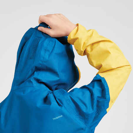 Vaikiška neperšlampama buriavimo lietingu oru striukė „100“, geltona, mėlyna