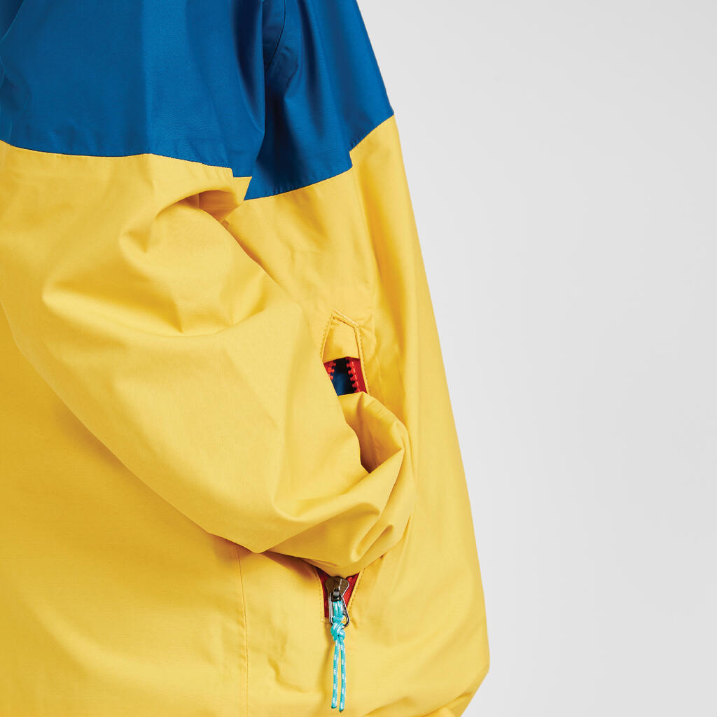 Bērnu ūdensnecaurlaidīga burāšanas lietus jaka “Sailing 100”, dzeltena, zila