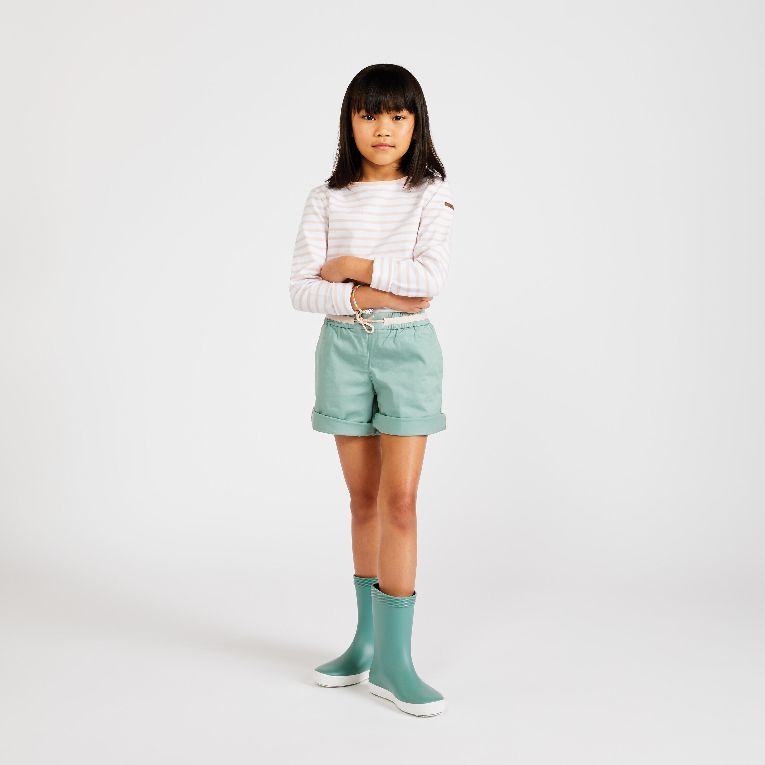 Kids Girls Sailing Shorts 100 green 2/8