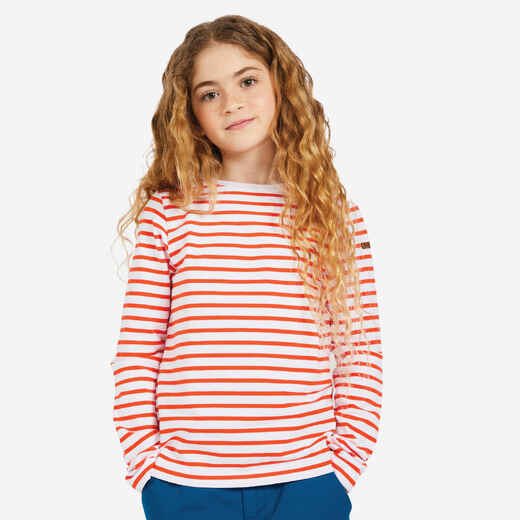 
      Dievčenské námornícke tričko Sailing 100 s dlhým rukávom bielo-červené
  