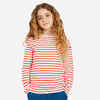 Girl's Sailing Long-sleeved Sailor's T-Shirt Sailing 100 white red