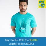 Men Cricket T-Shirt Quick Dry Ct 500 Turquoise