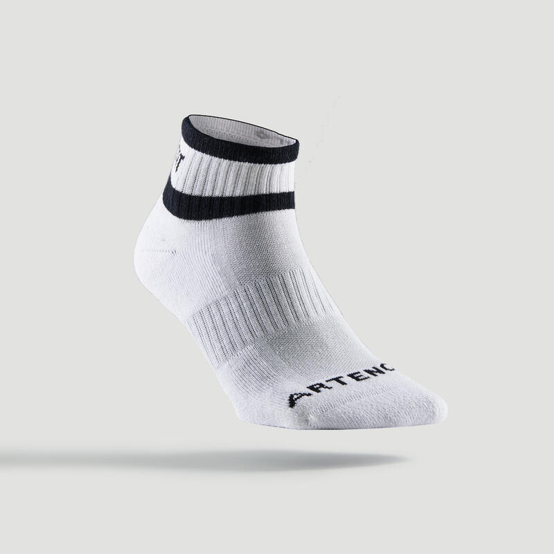 Mid-High Tennis Socks RS 500 Tri-Pack - Black/White/Stripes