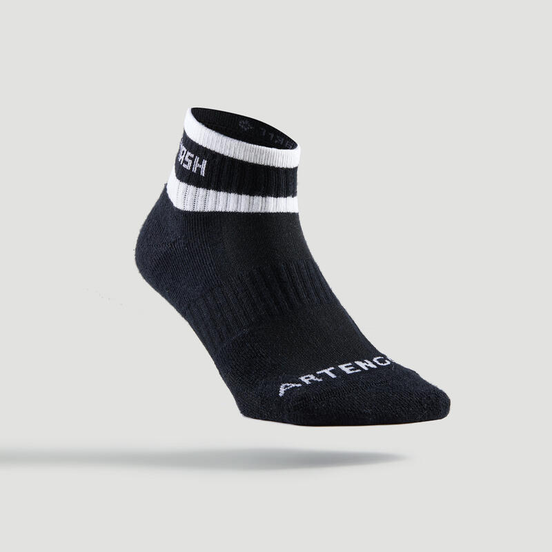 Mid-High Tennis Socks RS 500 Tri-Pack - Black/White/Stripes