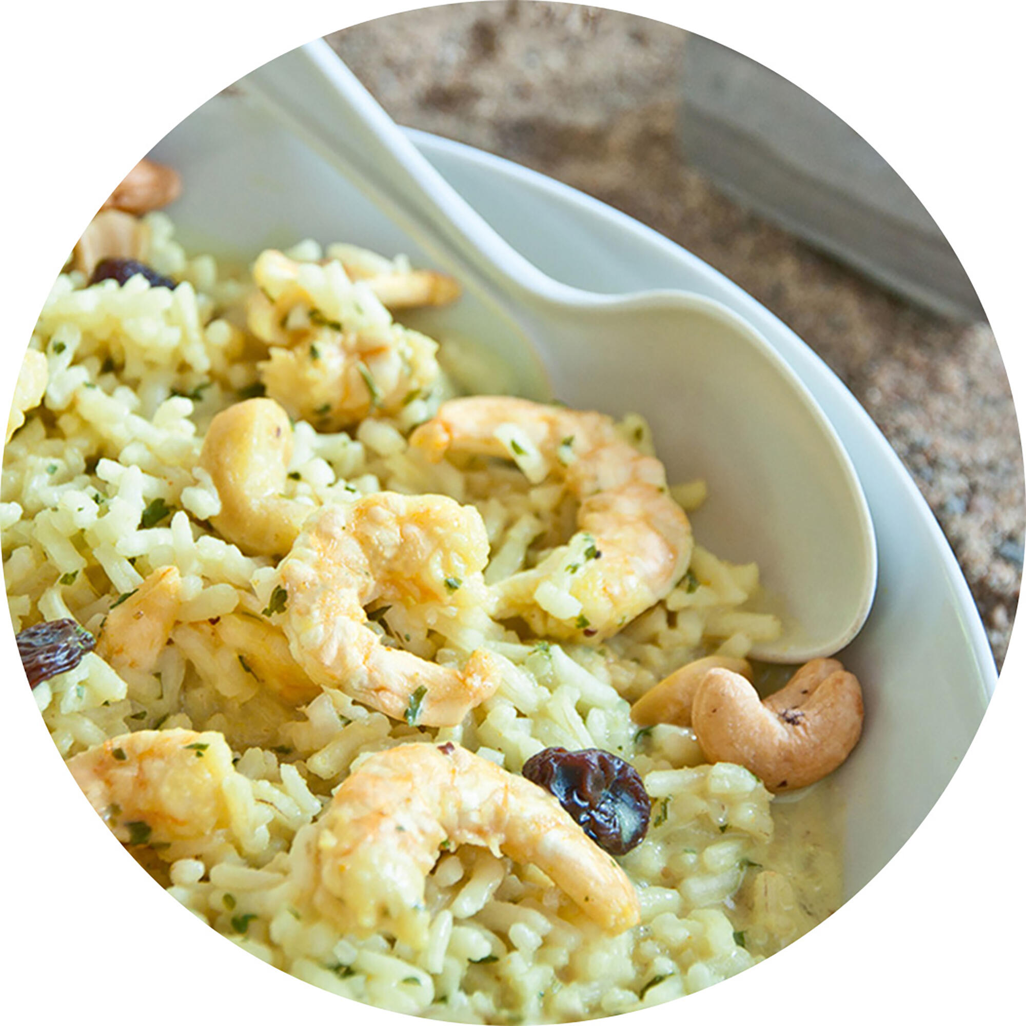 Crevettes au cari et riz 2/3