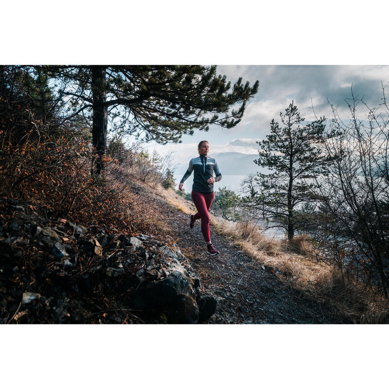 Camiseta Trail Running Mujer Gris Softshell Manga Larga