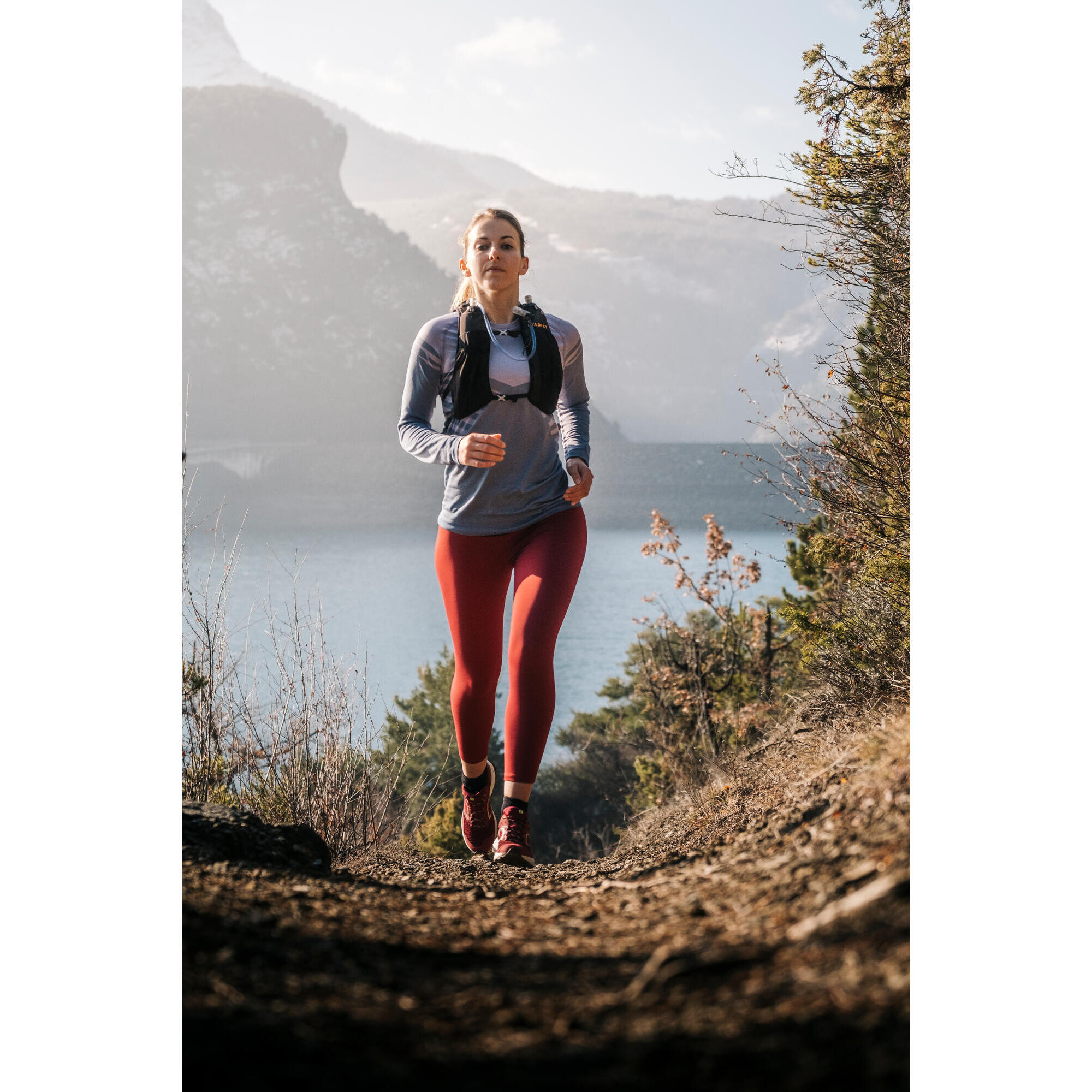 LEGGINGS 7 8 TRAIL RUNNING MUJER FRAMBUESA Decathlon