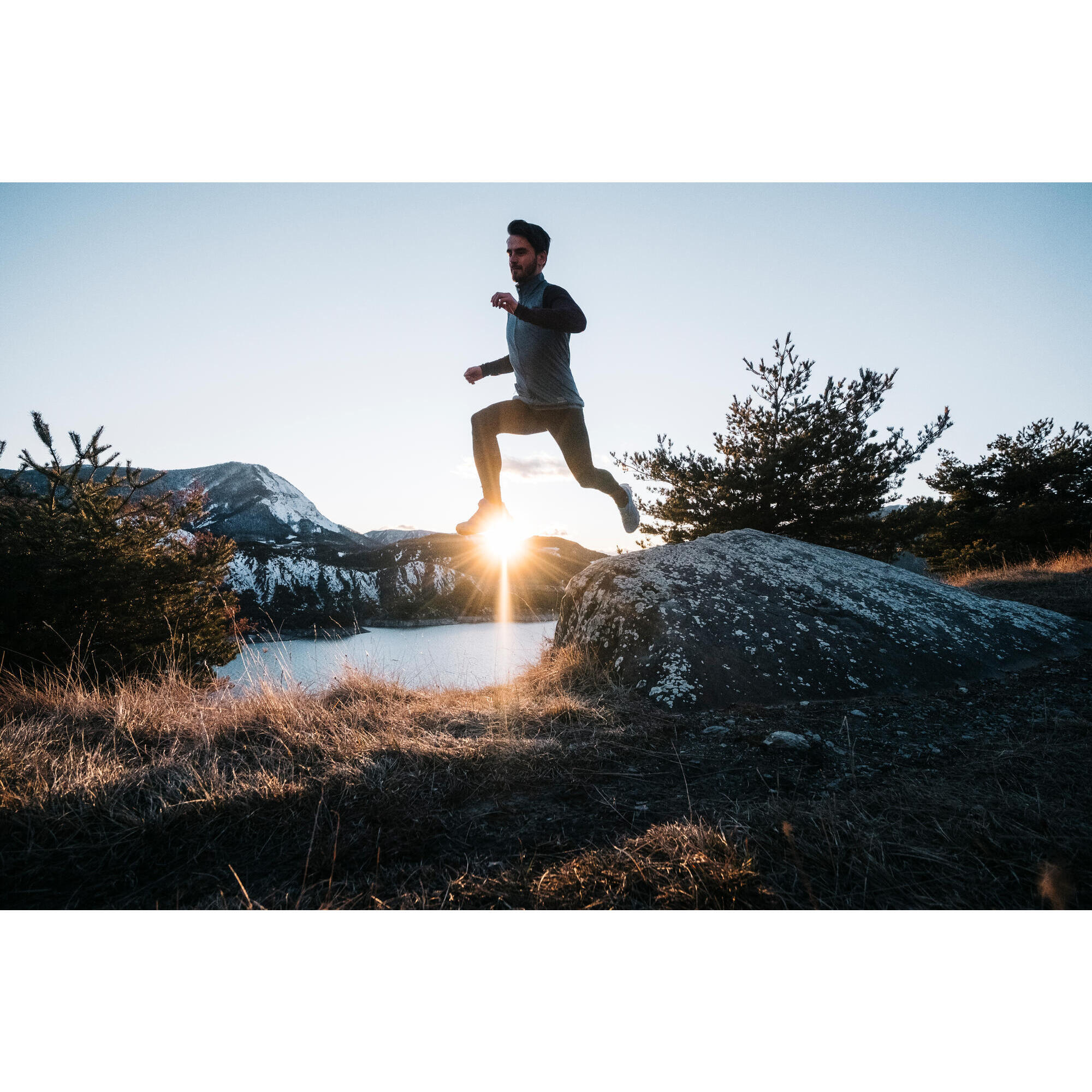 MEN'S BLUE SLEEVELESS TRAIL RUNNING WINDBREAKER JACKET