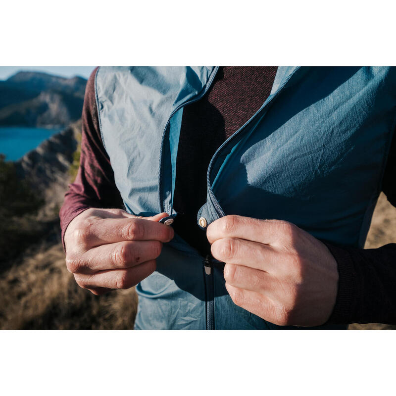 Pánská větruodolná vesta na trailový běh modrá 
