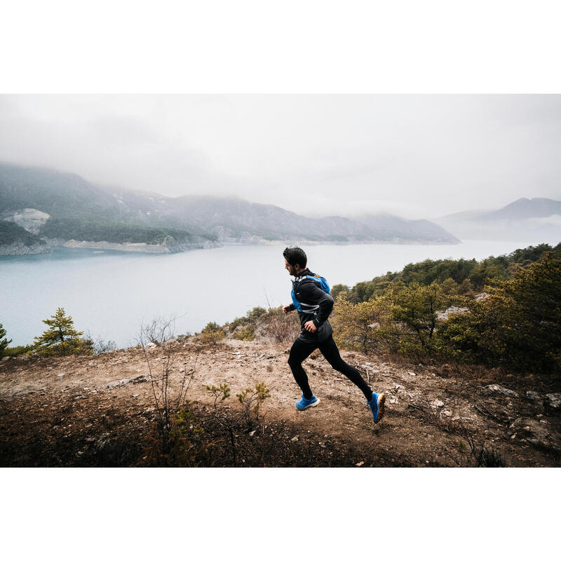 MAILLOT DE TRAIL RUNNING MANCHES LONGUES SOFTSHELL HOMME NOIR GRIS