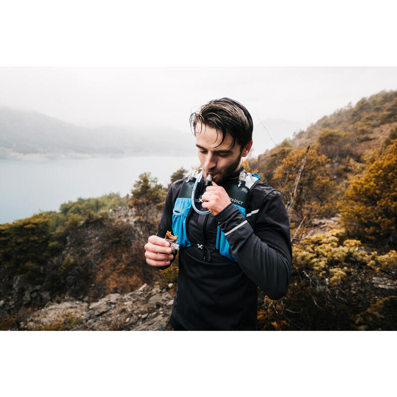 Bluză cu fermoar scurt Alergare Trail Running SOFTSHELL Negru-Gri Bărbați 