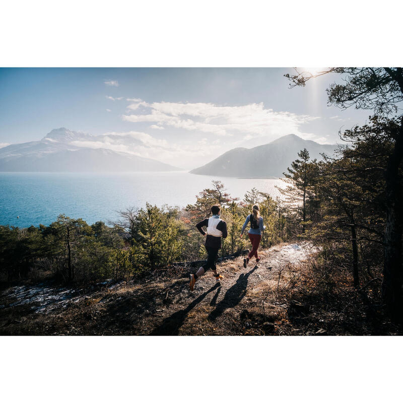 Bluză Seamless Alergare Trail Running Negru-Kaki Bărbați 