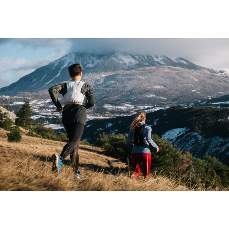 Maglia manica lunga trail uomo seamless nero-verde militare