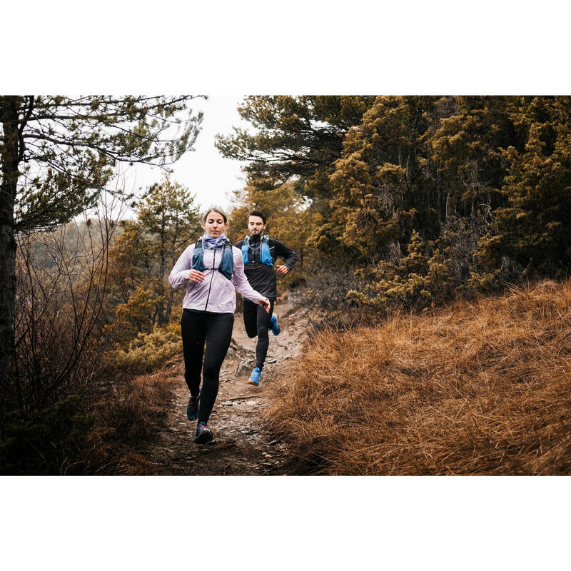 CALÇAS JUSTAS DE TRAIL RUNNING COMPRIDAS HOMEM EMBOSS PRETO