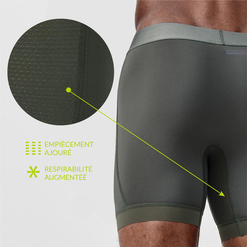 Трусы боксеры для бега мужские хаки DRY PLUS - Decathlon