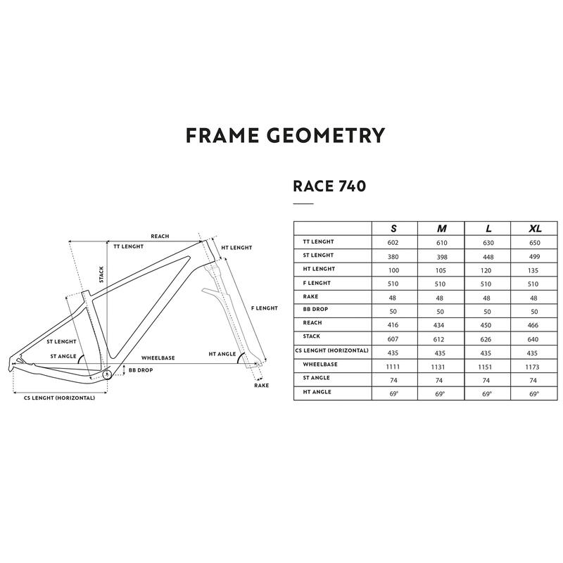 BICICLETA BTT CROSS COUNTRY ROCKRIDER RACE 740 Quadro em Carbono Azul Recon