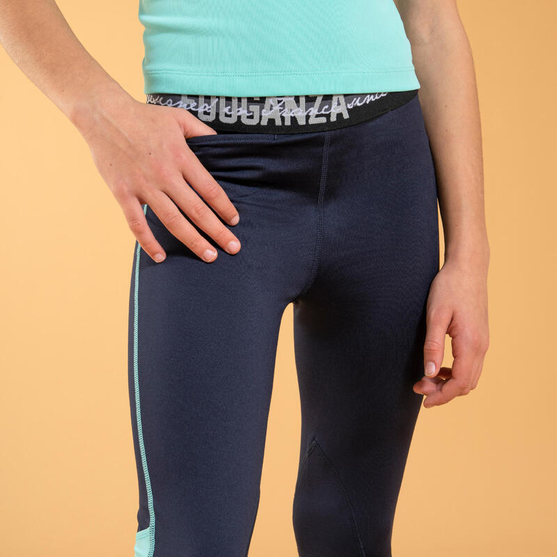 Reitleggings 100 Light Kinder blau/türkis