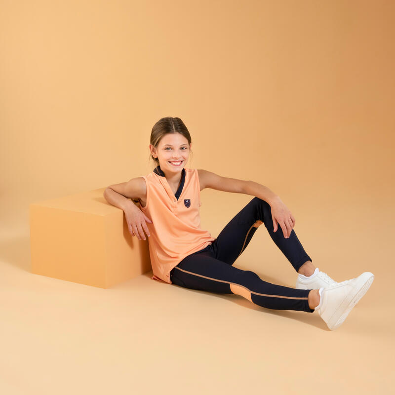 Legging équitation léger Enfant - 100 marine et orange