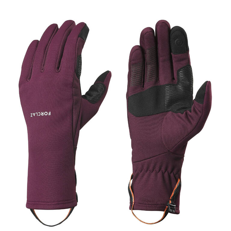 Adult mountain trekking tactile stretch gloves - MT500 burgundy