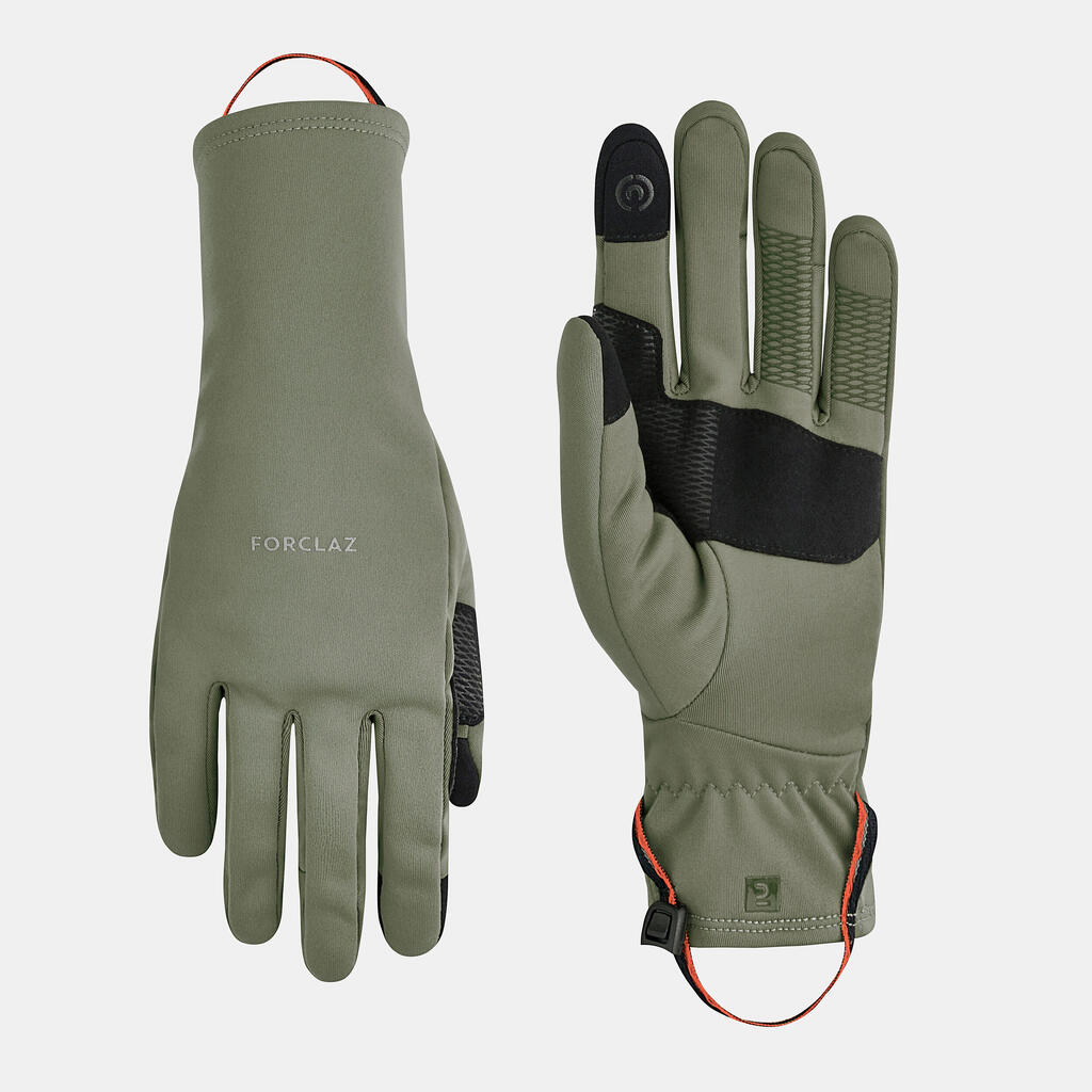 Gants tactiles et stretch de trekking montagne - MT500 kaki - adulte