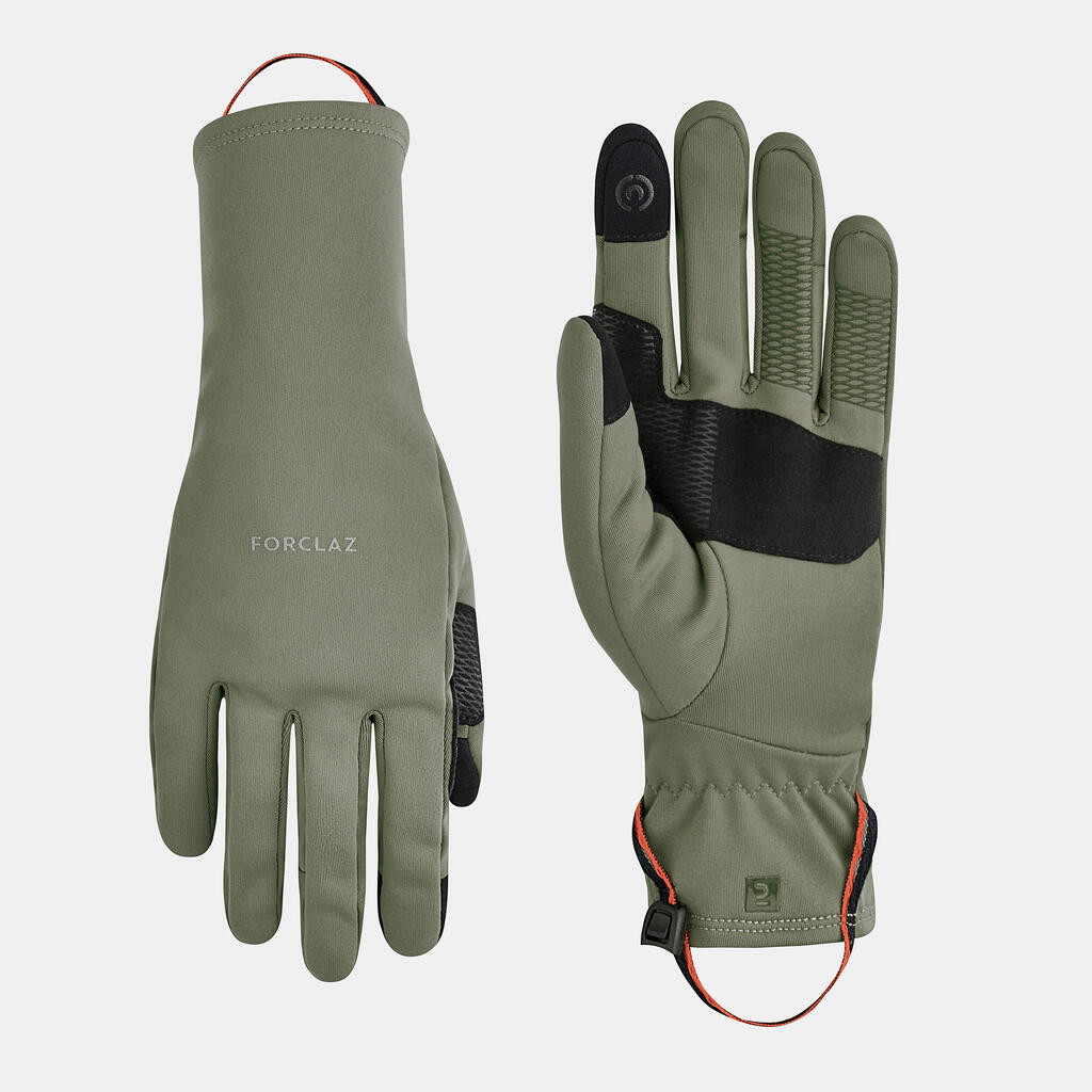 Adult mountain trekking tactile stretch gloves - MT500 burgundy